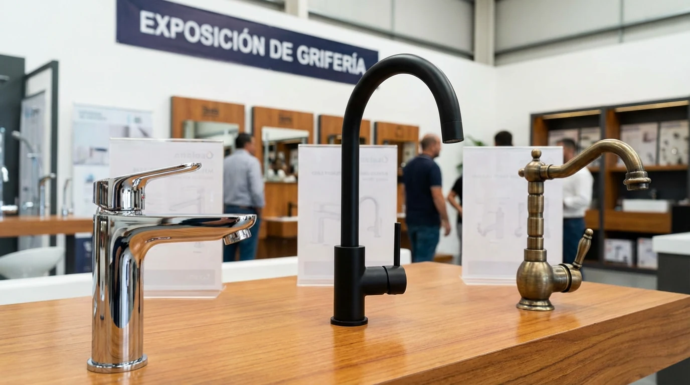 exposicion-de-griferia-cromado-negro-bronce